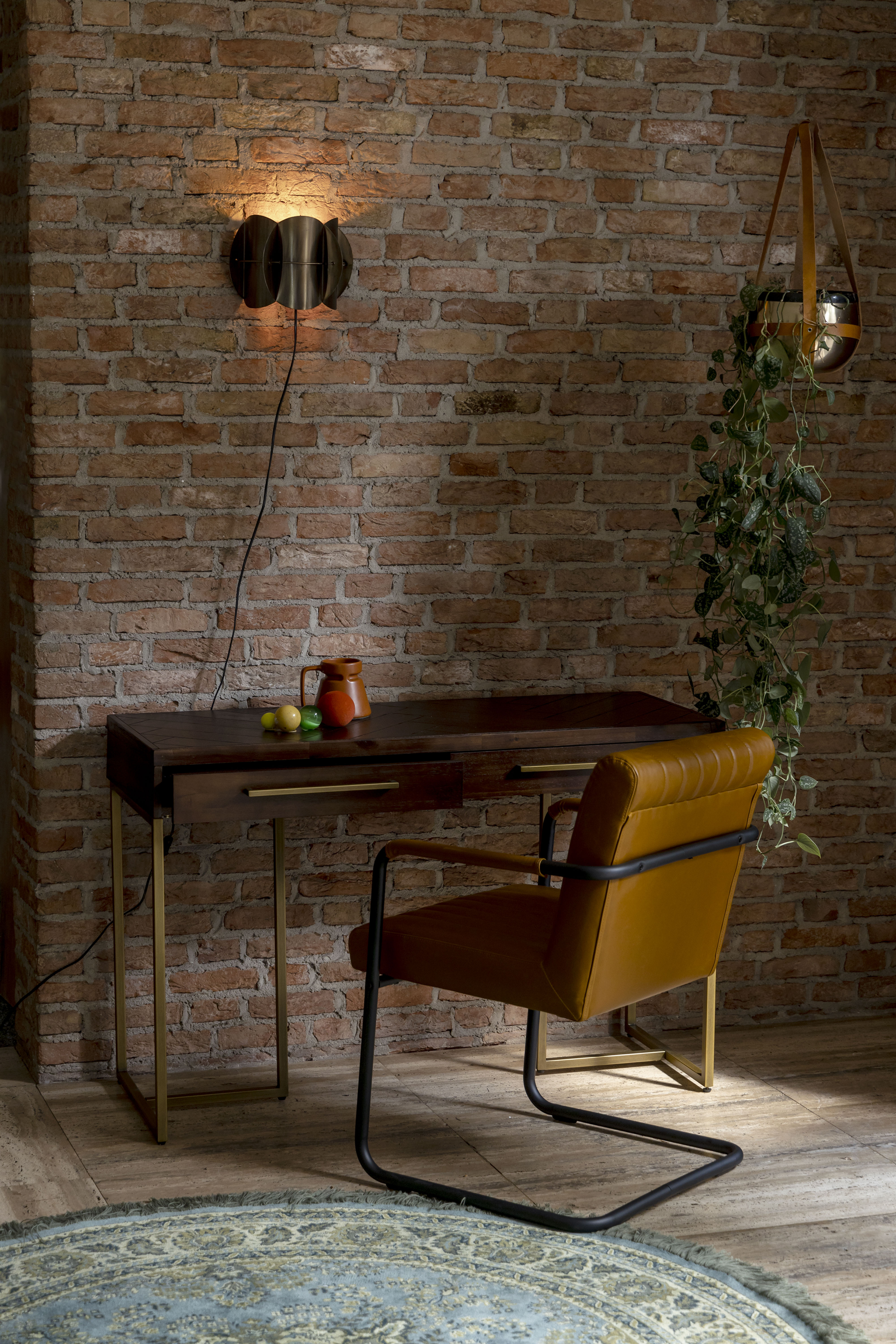 Dutchbone Class Herringbone Brown Wood Rectangle Console Table